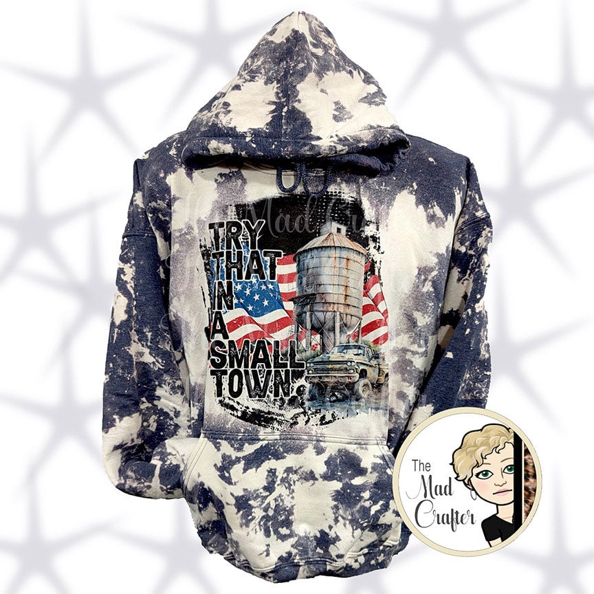 Try That In A Small Town Flag Print Waffle Hoodie 